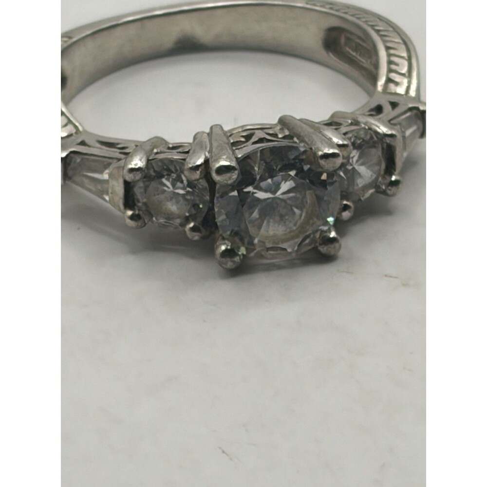 3 Crystal Zirconia Sterling Silver Ring jjj. size 7, 925